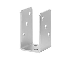 ADGO Socle de la barre, pied de mât 70 mm, à visser, en forme de U, support de poteau, ancrage vissé, vis, ancrage de fixation au sol, ancrage de fixation de mât, acier galvanisé, argenté