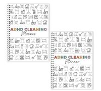 Adhd Cleaning and Organizing Planner for Adults Women, Cleaning Schedule and Checklist Organizer, Daily Weekly Monthly Household Cleaning Planner, Checklist Notebook Mother's Gifts(2pcs)