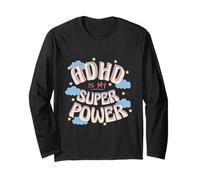 ADHD is My Super, Power Retro Rainbow Cloud Graphic Manche Longue