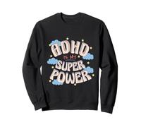 ADHD is My Super, Power Retro Rainbow Cloud Graphic Sweatshirt