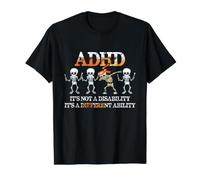 ADHD It's Not Disability It's A Different Ability Skeleton T-Shirt Graphique avec Valeur, Homme, Noir, S