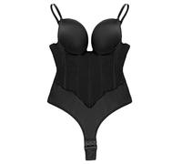 Adhdyuud Body gainant amincissant pour femme, sans dos, corset push-up, Noir , M