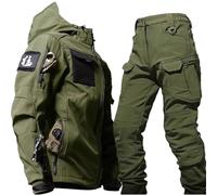 Adhdyuud Ensemble tactique softshell pour homme avec veste à capuche multi-poches et pantalon cargo en polaire, Ensembles Army EN8, XXL