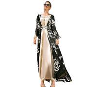 Adhdyuud Kimono de Ramadan pour femme - Kimono de Dubaï - Robe arabe islam, Noir avec ceinture., XL