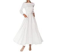 Adhdyuud Robe de soirée sexy dos nu à manches longues pour femme, blanc, M