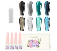 ADHERE 12ml 4 couleurs Vernis Semi Permanent - Lot de vernis à ongles UV Œil de chat magnétique - Vernis à ongles UV avec aimant, Vernis à ongles gel UV scintillant scintillant