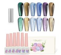 ADHERE 12ml 7pcs Kit de vernis à ongles Avec aimant UV Vernis Semi Permanent cat eye ongles semi permanent - Brillant et scintillant Vernis à ongles gel UV pour ongles vernis gel uv semi permanent