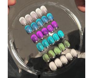 ADHERE 12ml Kit de vernis à ongles en gel œil de chat 6 pièces avec bâton magnétique, paillettes holographiques Vernis à ongles gel UV LED pour salon de manucure (Série Île sans sommeil)