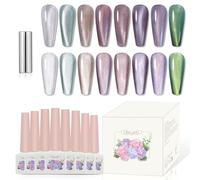 ADHERE 12ml Lot de 8 Vernis Semi Permanent menthe avec aimant, violet vert rose blanc Vernis à ongles scintillant gel ongle œil de chat gel UV pour ongles