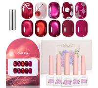 ADHERE 12ml x5 Kit de vernis à ongles en gel avec Bâton Magnétique, paillettes holographiques Vernis à ongles gel UV LED pour salon de manucure