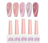 Adhere 5 PCS 12mL Cat Eye trempé UV LED gel vernis à ongles set, réfléchissant chatoyant oeil de chat, brillant diamant magnétique Transparent Rose non magnétique