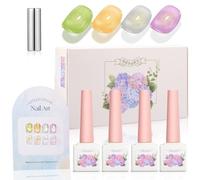 ADHERE Lot de 4 vernis à ongles gel translucide œil de chat avec bâton magnétique, holographique à paillettes œil de chat, vernis à ongles UV LED pour salon de manucure à faire soi-même 12 ml