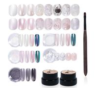 ADHERE Pearl Series Lot de 7 flacons de 2 gels nacrés 12 ml + 3 poudres chromées nacrées + 1 poudre à ongles miroir violet foncé + 1 paillettes, finition nacrée holographique et brillance métallique