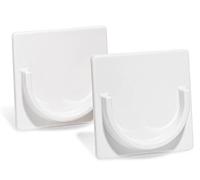 ADHERION Lot de 2 supports de tringle de douche adhesifs | Blanc | Sans perage | Tringle de douche non incluse