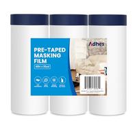 ADHES 3 Roll Film De Masquage Bleu Avec Ruban De Masquage, Bâche De Protection En Plastique Pour Peinture, 1200mm X 27m