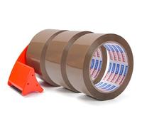 ADHES 3 Rouleaux Ruban D'Emballage avec Dévidoir, Marron Ruban adhésif Déménagement 48Mm X 50M Pour L'Emballage, Carton Pour Le Transport Et Le DéPlacement
