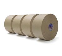 Adhes 4 Rouleaux Adhésif de Ruban Adhésif Activé Par l'eau, 50mm x 50m Ruban d'emballage en Papier Kraft brun pour emballage robuste ruban de transport écologique mobile