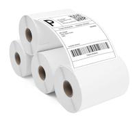 ADHES 4 Rouleaux Papier Pour Thermique D'éTiquettes D'Imprimante Thermique Directe 100 mm X 152 mm X 220 feuilles Blanc AdhéSif Permanent Etiquettes Autocollantes