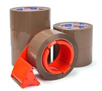 ADHES 6 Rouleaux Ruban D'Emballage avec Dévidoir, Marron Ruban adhésif Déménagement 48Mm X 50M Pour L'Emballage, Carton Pour Le Transport Et Le DéPlacement