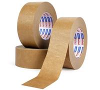 ADHES Biodégradable Ruban Adhésif D'emballage, 7,5 mil, 50mm x 50m x 3 rouleaux, Écrivable & Non Enduit Ruban en papier kraft pour expédition, déménagement, scellage