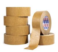 ADHES Biodégradable Ruban Adhésif D'emballage, 7,5 mil, 50mm x 50m x 6 rouleaux, Écrivable & Non Enduit Ruban en papier kraft pour expédition, déménagement, scellage
