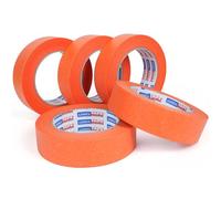 ADHES Lot de 5 rouleaux de ruban de masquage automobile multi-surfaces résistant aux UV sans résidus pour intérieur et extérieur, arts, artisanat, bricolage, étiquetage orange 3,1 cm x 49,7 m