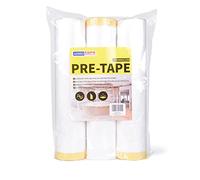 ADHES Masker avec ruban de masquage Ruban adhésif de masquage avec bâche de protection en plastique film de masquage, 2600mm x 33m(102inch x 36yard) x 3 rouleaux