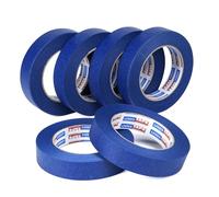 ADHES Resiste aux UV Ruban De Masquage, Ruban Adhésif de Peintres Bleu pour Décoration, Bande de Masquage pour étiquetage, Artisanat, Intérieur et Extérieur,18mm x 50m,Lot de 6 rouleaux