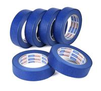 ADHES Resiste aux UV Ruban De Masquage, Ruban Adhésif de Peintres Bleu pour Décoration, Bande de Masquage pour étiquetage, Artisanat, Intérieur et Extérieur,30mm x 50m,Lot de 6 rouleaux