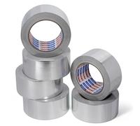 ADHES Ruban adhésif aluminium renforcé ruban adhesif haute temperature ruban de réparation, Résister à 80°C à 100°C, pour la l'isolation, l'étanchéité et la protection, 50mm x 25m, 6 rouleaux