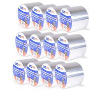 ADHES Ruban adhésif aluminium ruban adhesif haute temperature ruban de réparation, Résister à 80°C à 100°C, Pour la réparation, l'isolation, l'étanchéité et la protection, 100mm x 50m,12Rolls