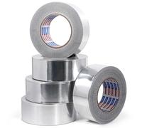 ADHES Ruban adhésif aluminium ruban adhesif haute temperature ruban de réparation, Résister à 80°C à 100°C, Pour la réparation, l'isolation, l'étanchéité et la protection, 50mm x 64m, 5 rouleaux