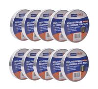 ADHES Ruban adhésif aluminium ruban adhesif haute temperature ruban de réparation, Résister à 80°C à 100°C, Pour la réparation, l'isolation, l'étanchéité et la protection, 20mm x 50m,10rouleaux