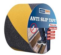 ADHES Ruban Adhésif Antidérapant Ruban de Hazard de Signalisation Bandes de sécurité pour Les escalier et Les marches,intérieur et extérieur,Haute Traction,Noir,75mm x 6m