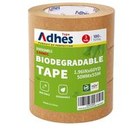 ADHES Ruban adhésif d'emballage en eco papier kraft bande de colis pour boîte carton demenagement,50mm x 55m,brun Lot De 3