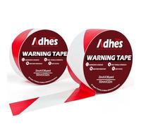 ADHES Ruban De Marquage Au Sol, 2 Rouleaux 50mm x 32m PVC Ruban de Balisage Marquage de d'avertissement Hazard- - Pour Délimiter les Zones de Danger Ruban Rouge et Blanc