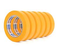 ADHES Ruban De Masquage Anti - UV pendant 7 jours, Ruban Adhésif de Peintres Jaune pour Décoration, Bande de Masquage pour étiquetage 19mm x 50m,6 rouleaux