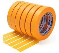 Adhes Ruban de Masquage de Peinture 15 Jours UV RéSistant Washi Tape Set, 18Mm X 55M X 6 Rouleaux Jaune Pour La Peinture DéCorative Tape De Peintres IntéRieurs, Bricolage, Arts, Artisanat