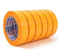 Adhes Ruban de Masquage de Peinture 15 Jours UV RéSistant Washi Tape Set, 25Mm X 55M X 6 Rouleaux Jaune Pour La Peinture DéCorative Tape De Peintres IntéRieurs, Bricolage, Arts, Artisanat