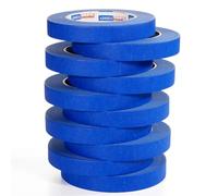 ADHES Ruban de Masquage peinture, 10 rouleaux, 18mm x 55m, anti-UV Ruban crêpe pour peindre, vernir, rénover, Intérieur et Extérieur