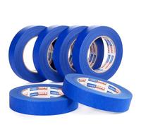 ADHES Ruban de Masquage peinture, 6 rouleaux, 24mm x 55m, anti-UV Ruban crêpe pour peindre, vernir, rénover, Intérieur et Extérieur