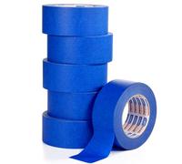 ADHES Ruban de Masquage peinture, 6 rouleaux, 50mm x 55m, anti-UV Ruban crêpe pour peindre, vernir, rénover, Intérieur et Extérieur