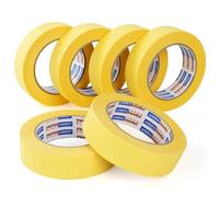 ADHES Ruban De Masquage, Ruban Adhésif de Peintres Jaune pour Décoration, Bande de Masquage pour étiquetage, Artisanat, 30mm x 50m, Lot de 6 Rouleaux