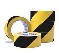ADHES Ruban de Signalisation de Marquage de d'avertissement Hazard Ruban de Signalisation au Sol PVC Jaune et Noir 50mm x 32 m, 5Rouleaux
