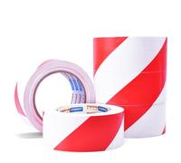 ADHES Ruban de Signalisation de Marquage de d'avertissement Hazard Ruban de Signalisation au Sol PVC rouge et blanc 50mm x 32 m, 5Rouleaux