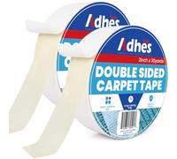 ADHES - Ruban de tapis double face lourd, 50 mm x 27 m x 2 rouleau, blanc, amovible, sans clip de tapis antidérapant résiduel, adapté pour sols en bois dur