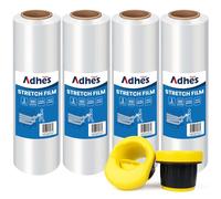 ADHES TAPE Film Étirable Transparent 380mm x 305m 60 Gauge, 4 Volume Résistance Industrielle Palette Wrap Pellicule Plastique, pour Emballage Le Film Wrap Déménagement et L'expédition