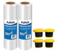 ADHES TAPE Film Retractable Film Étirable Transparent 380mm x 305m 60 Gauge, 2 Volume Résistance Industrielle Palette Wrap Pellicule Plastique, pour Emballage Le Film Wrap Déménagement et L'expédition