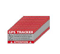 Adhésif - 3 Planche de 6 Adhésifs Véhicule Équipé d'un Tracker GPS - Aspect Aluminium Brossé - Dimensions 70x35 mm - Protection Anti UV