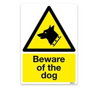 Adhésif autocollant en vinyle avec signe d'avertissement "Beware of the Dog" (français non garanti), Plastique, jaune, A6 105 x 148mm